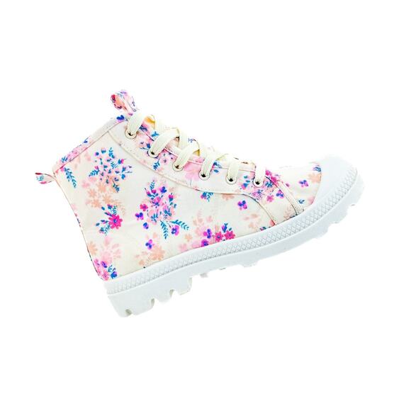 FabKids Girls Floral Canvas Combat Boots – Size 4 - Picture 2 of 8